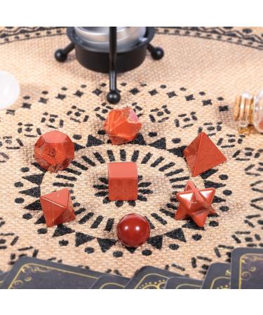 Nupuyai 7 Pieces Red Jasper Platonic Solids Set | Sacred Geometry & Reiki Healing Crystals in Gift Box - Shop Internationally! - Buy Online on GoSupps.com
