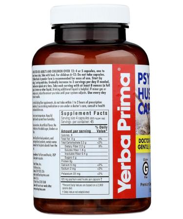 Yerba Prima Psyllium Husks Supplement Capsules 180 Capsules - Buy Online on GoSupps.com