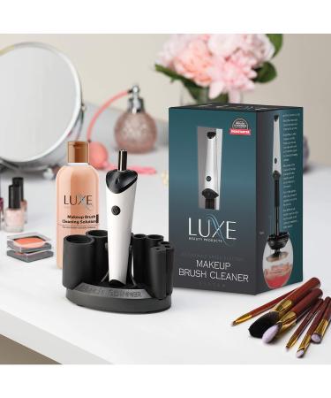 Luxe Makeup Brush Cleaner - 5oz Brush Cleaning Solution Included - USB Charging Station - 3 Adjustable Speeds - Instantly Wash and Dry Your Makeup Brushes