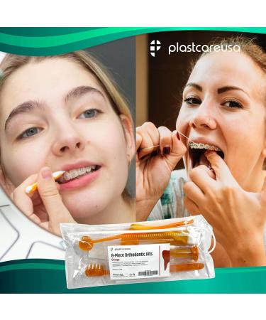 Red Orthodontic 8 Piece Braces Care Kit - Complete Dental Cleaning Set with Travel Toothbrush Wax Floss & Brackets Cleaner for Essential Orthodontia Care - Buy Online on GoSupps.com