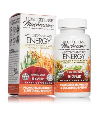 Host Defense  MycoBotanicals Energy Capsules  Promotes Immediate and Sustained Energy  Mushroom Supplement  60 Capsules  Unflavored