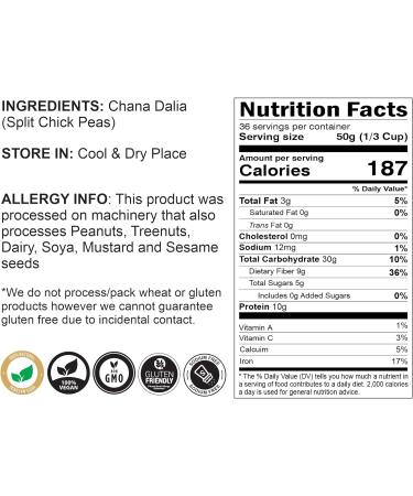 Rani Daliya Split - Roasted Split Chickpeas Dalia 64oz (4lbs) - All Natural & Vegan - Indian Origin - Buy Online on GoSupps.com