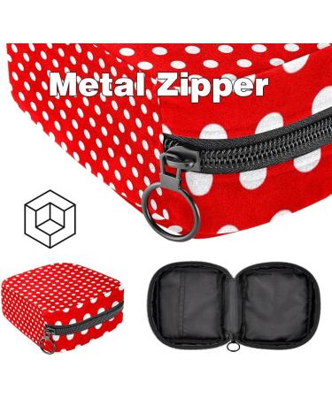 Menstrual Pad Bag with Zipper - Stylish Dotted Red Ladies Napkin Pouch & Tampons Collection Bag for Women and Girls - Buy Online on GoSupps.com