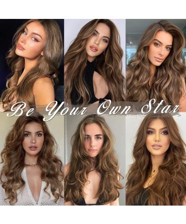 BARSDAR Clip In Extensions - 5 PCs Long Wavy Synthetic Hair Thick & Natural Dark Brown Mix Auburn 50 cm for Women & Girls - Buy Online on GoSupps.com