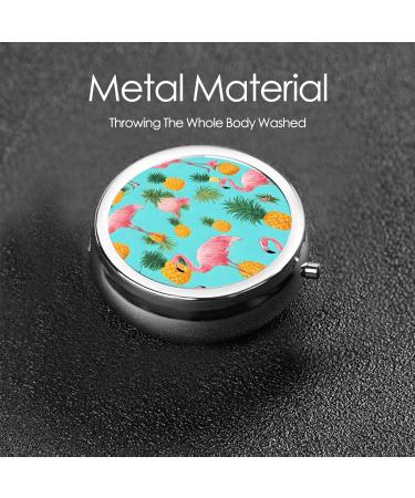Flamingo Printed Round Pill Box - 3 Compartment Portable Travel Case | Mini Decorative Organizer for Medicine & Vitamins - Buy Online on GoSupps.com