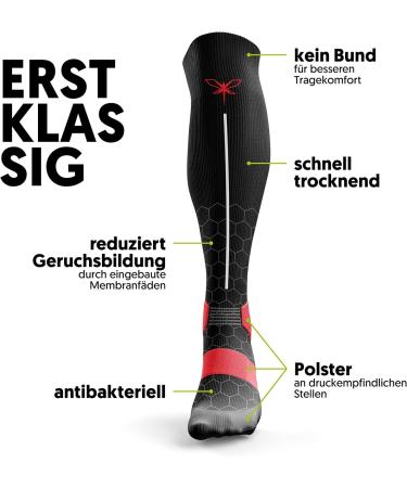 Kuinea Compression Stockings for Men & Women - Thrombosis Running Socks | Red M (EU 39-42) | Ideal for Sport & Travel - Buy Online on GoSupps.com