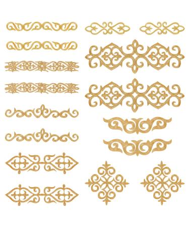 NBEADS 16 Pcs Gold Flower Embroidery Patch Iron on Patches Sew on Patches Golden Floral Appliques for Wedding Dress Decoration Repair Clothing Backpacks Jeans Caps Gold 16pcs