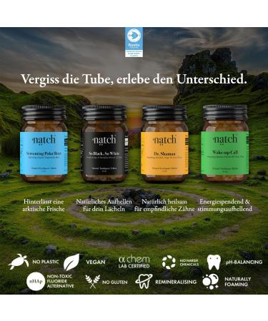 NATCH Fluoride-Free Tooth Cleaning Tablets - 85 Activated Carbon Vegan Toothpaste Tablets for Whiter Teeth - Eco-Friendly & Plastic-Free - Buy Online on GoSupps.com