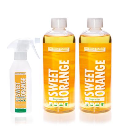 The blue miracle orange -clean sweet orange concentrate 2 x 750 ml |Universal cleaner |Fat removal |Fleckener remover |As a floor cleaner bathroom cleaner kitchen cleaner |incl. spray bottle 750 ml (2 pack)