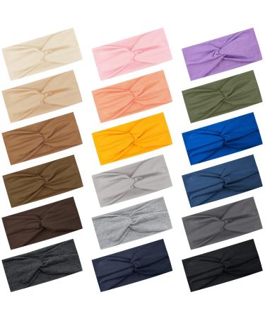 Feqo 18 piece of hair band Elastic women's front ligaments Bnoted headband headband turban turban elastic hair accessories knot headbands for yoga sport fitness 18 colors simple color - Buy Online on GoSupps.com