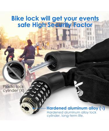 High-Security 1000mm Bicycle Chain Lock - 5-Digit Number Combination Lock | Durable & Reliable Bike Security - Buy Online on GoSupps.com