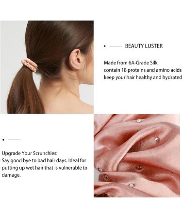 Luxury Silk Skinnie Hair Bobbles Scrunchies - Set of 3 | 100% Pure Mulberry Silk | 22 Momme | Hair Friendly & Elastic | Luxury Diamonds Color - Buy Online on GoSupps.com