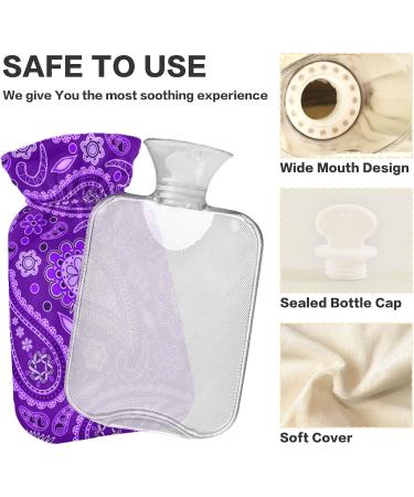 Buy Naanle Hot Water Bottle - 1L Transparent Purple Paisley Flowers for Pain Relief & Warm Therapy | Ideal for Back Hands & Feet - Buy Online on GoSupps.com