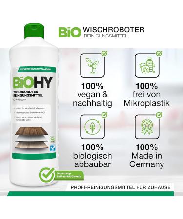 Biohy Wischroboter Cleaning Agent (2x1L) | Soil Cleaner for Wooden Floors | Laminate & Parquet Care | Strip-Free Shine | Low-Foam Concentrate - Buy Online on GoSupps.com