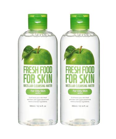 Micellar Water Face Cleansing Makeup Remover by Fresh Food for Skin (Apple (Oily Skin) 2 Pack Orange 2 Pk Set