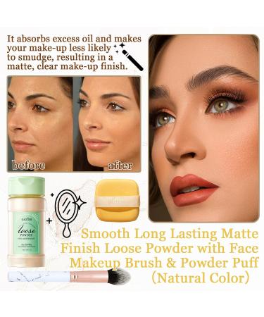Lightweight Waterproof Translucent Setting Powder | Long-Lasting Matte Finish with Brush & Puff - Natural Color for All Skin Types - Buy Online on GoSupps.com