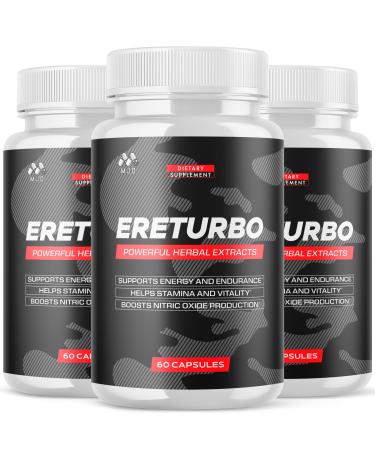 (3 Pack) Ereturbo Capsules Official Ereturbo Pills for Men with All Natural Ingredients Advanced Optimal Health & Wellness Support with Maximum Strength Vitamins for Active Lifestyle (180 Capsules)