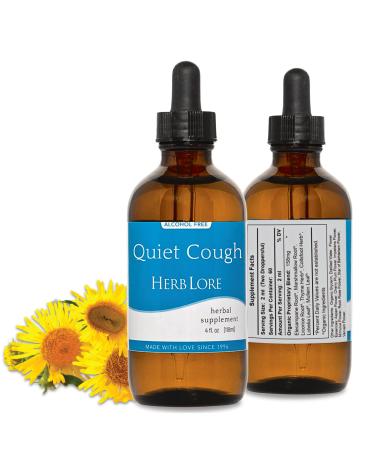 Herb Lore Quiet Cough Tincture - Mullein Leaf Drops for Lungs - Soothes Dry & Productive Coughs - 4 fl oz