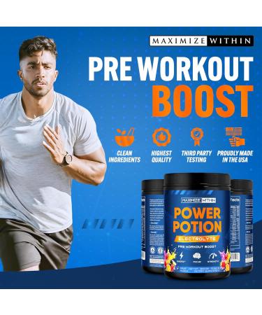 Maximize Within Power Potion Electrolyte Pre-Workout Boost with Creatine for Performance Beta Alanine for Muscle L-Citrulline for Pump Fruit Punch 10.58 oz - Buy Online on GoSupps.com