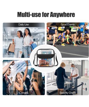 Moko Station Approved Clear Crossbody Bag | Transparent Adjustable Shoulder Bag for Sports Games & Concerts - Black 25.5x10.5x5 cm - Buy Online on GoSupps.com