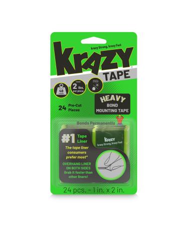 Krazy Tape Strong Bond Mounting Tape Heavy Duty Double Sided Tape 1 x 2 Grey Adhesive Strips (Pack of 24 Pre-Cut Pieces) 24 Count