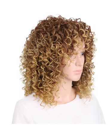 Buy Colourfulpanda Kinky Curly Afro Wig - Brown Blond Brazilian Synthetic Hair for Women | Short Ponytail Wigs for Black Women - Buy Online on GoSupps.com