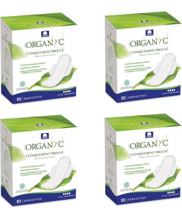 Organyc Night Pads with Wings - 100% Organic Cotton | 40 Pieces | Daily Hygiene Table Packs (4 x 10) - Eco-Friendly & Comfortable - Buy Online on GoSupps.com