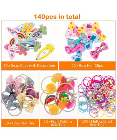 Melliex 140 pcs Colorful Children Hair Jewelry Set | Hair Clips Bows & Ties for Girls & Babies - Perfect for Daily Wear & Parties - Buy Online on GoSupps.com