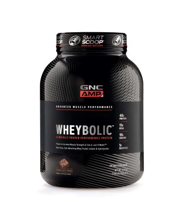 GNC AMP Wheybolic Whey Protein Powder, Chocolate Fudge, 25 Servings, Contains 40 Protein, 15g BCAA, and 10g Leucine Per Serving