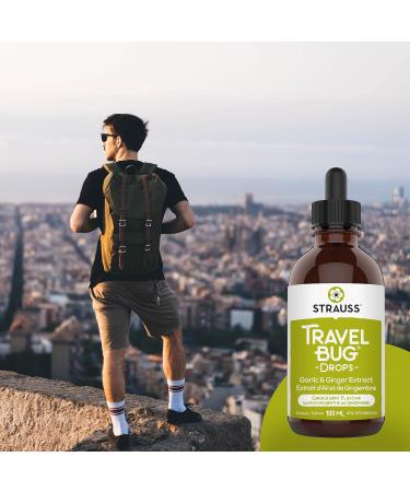 Buy Strauss Naturals Travel Bug Drops - Herbal Anti-Nausea Supplements with Garlic & Ginger 100ml - Spearmint Flavor - International Shipping Available - Buy Online on GoSupps.com