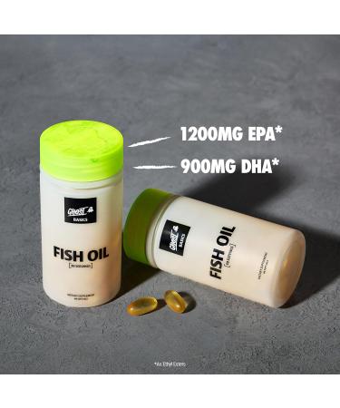 GHOST Basics Fish Oil Supplement 3000MG Daily Omega 3 Fatty Acids with DHA & EPA for Brain Heart Health & Immunity Support - Gluten-Free & Soy-Free - 60 Enteric Coated Softgels - Buy Online on GoSupps.com