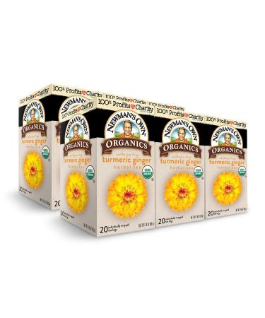 Newman's Own Organics Herbal Tea Turmeric Ginger Caffeine Free  20 Tea Bags 1.6 oz (45 g)