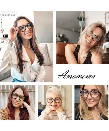 AMOMOMA Retro Oversized Blue Light Blocking Reading Glasses for Women - Brown Tortoise Frame with Blue and Grey Tortoise Design - 2.0x Magnification - Buy Online on GoSupps.com