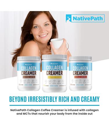 NativePath Mocha Latte Collagen Coffee Creamer - Grass-Fed Collagen Protein, MCT Oil, Monk Fruit - 20 Servings - Paleo & Keto Friendly, Dairy/Soy/Gluten-Free - Buy Online on GoSupps.com