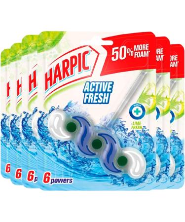 Harpic I Active Fresh Toilet Rim Block I Lime Fresh Fragrance I Toilet Cleaner I Anti-Limescale I Dirt Remover I Pack of 6 1 count (Pack of 6)
