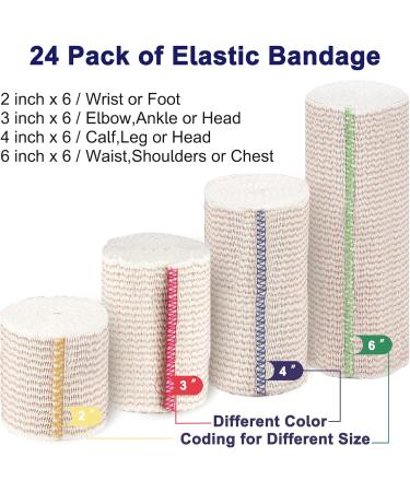 24 Pack Elastic Compression Bandage Wrap Set for Sports and Medical Recovery - Buy Online on GoSupps.com