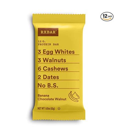 RXBAR Banana Chocolate Walnut Protein Bar 1.83 Ounce (Pack of 12) High Protein Snack Gluten Free