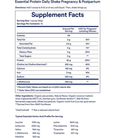 Ritual Vegan Protein Powder with Choline for Prenatal & Postpartum Support - 20g Organic Pea Protein, Gluten-Free, Plant-Based, Sugar-Free, Vanilla - 1 Pound - Buy Online on GoSupps.com