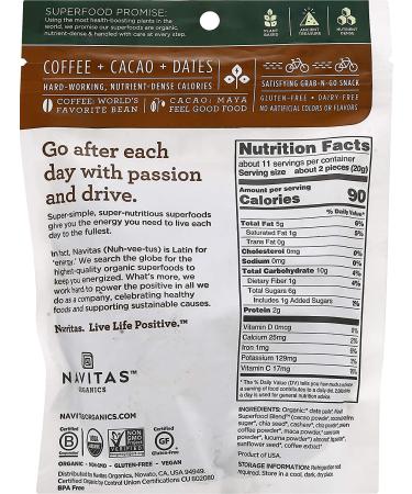 Buy Navitas Organics Coffee Cacao Power Snacks - Organic 8 oz (227 g) - Buy Online on GoSupps.com