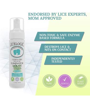 LiceLogic Natural LICEZYME Treatment Kit - 1 Day Head Lice & Nit Remover with Eliminator Mousse, Nit Comb, and Hair Spray - Peppermint Scent - 7.1 oz + 8 oz - Buy Online on GoSupps.com