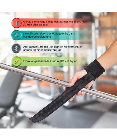 Zenlete Profi 2in1 Train Aid Wrist Bandages - Optimal Lifting Straps for Bodybuilding Weightlifting & Strength Training - Fitness Gear for Men & Women - Black - Buy Online on GoSupps.com