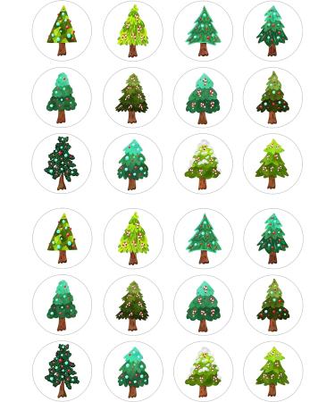 24 edible PRE CUT Christmas Tree kids childrens party decoration cupcake toppers on wafer rice paper - Buy Online on GoSupps.com