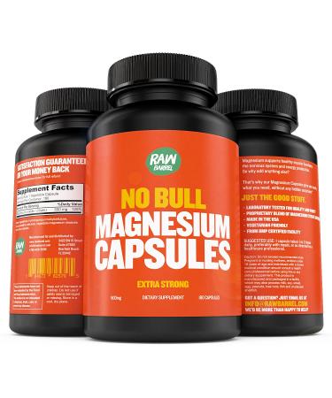 Magnesium Capsules - 500mg Bioavailable and Pure Veggie Caps - 180 Pills Unique Citrate and Oxide Formula by Raw Barrel - Buy Online on GoSupps.com