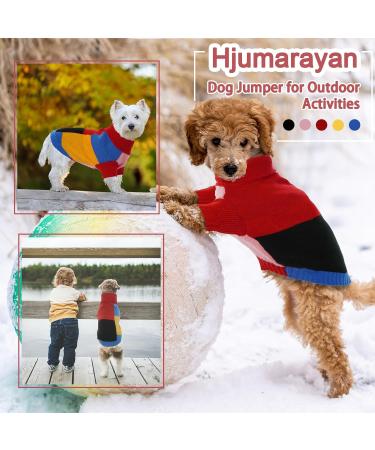 Hjumarayan Turtleneck Dog Sweater for Medium Dogs | Color Block Design with Leg Holes | Warm & Stylish for French Bulldogs - Red - Buy Online on GoSupps.com