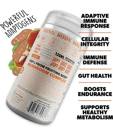 Core Culture Mushroom Immunity Capsules - Organic Blend for Energy & Immune Support | Lions Mane, Cordyceps, Reishi + More | 60 Capsules - Buy Online on GoSupps.com