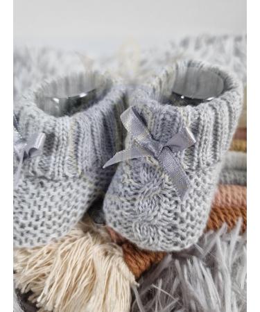 Royal Icon Soft Knitted Newborn Baby Booties with Bow - RI354 Grey | 0-3 Months - Buy Online on GoSupps.com