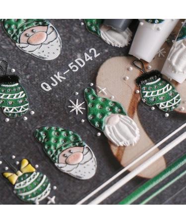 3D Christmas Nail Stickers 6 Sheets 5D Self-Adhesive Embossed Nail Decal Gnome Snowflake Nail Art Decoration Design Supplies - Buy Online on GoSupps.com