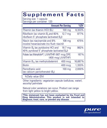 Pure Encapsulations B-Complex Plus | Support Red Blood Cell Growth, Neurological & Psychological Health | 120 Capsules - Buy Online on GoSupps.com