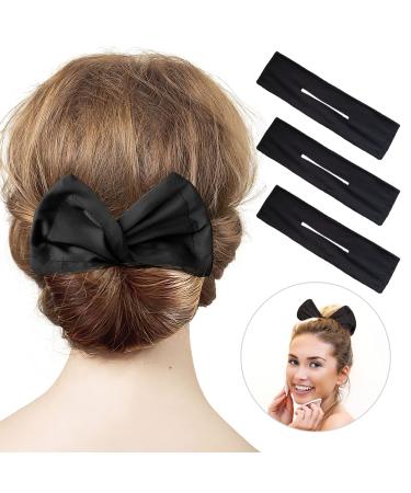 3 Pieces Hair Bun Maker Deft Bun for Hair Twister, Flexible Donut Hair Bun, Lazy Hair Curler Bun Clips, Fashion French Hairstyle, Hair Accessories for Women & Girls Kids (Black) 3 PCS (Black)