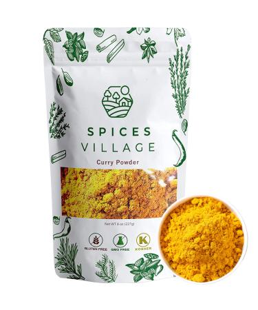 SPICES VILLAGE Yellow Indian Curry Powder 8oz - Spicy Curry Blend Seasoning for Cooking, Natural Medium Madras Curry Mix, Kosher, Gluten Free, Non GMO, Salt Free, Resealable Bulk Bag Pack may Vary - Buy Online on GoSupps.com